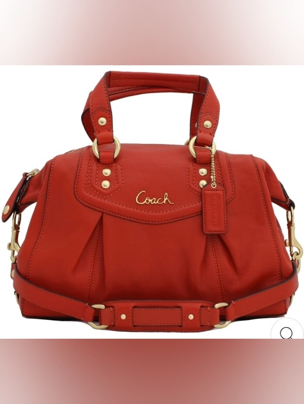 Coach F-19247 Orange Leather Satchel Bag
